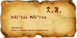 Kátai Mária névjegykártya